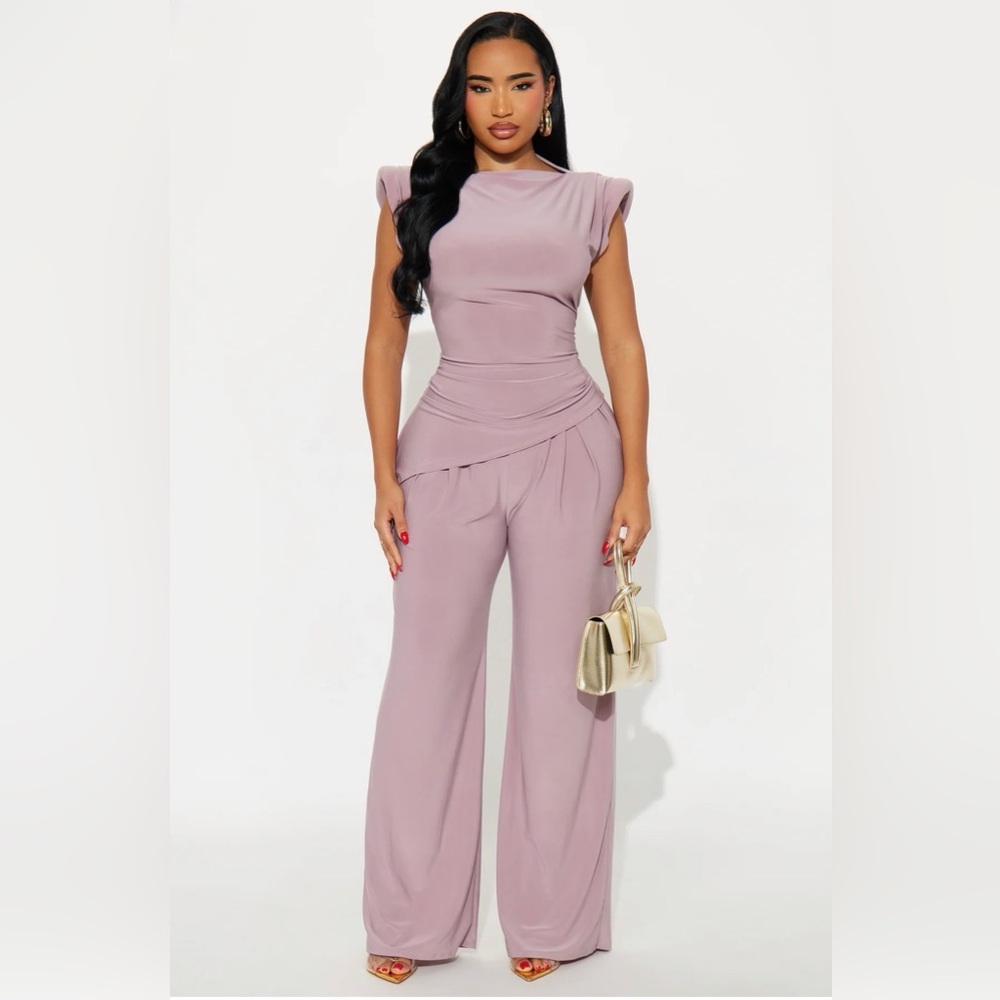 Elegant Mauve Wide-Leg 2 Piece Set
